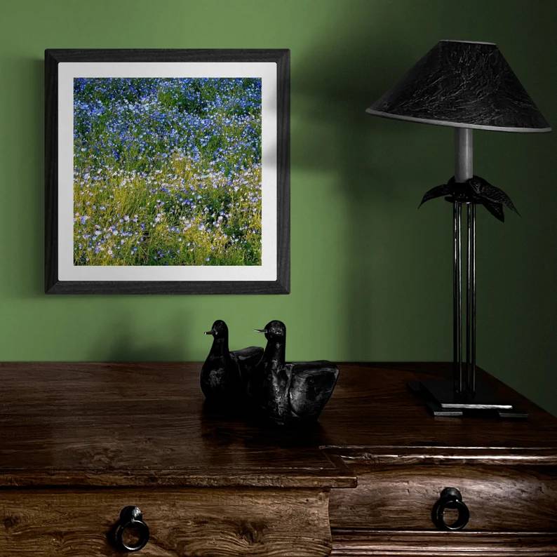 Forget Me Not: Blue Green Wildflower Art Print - Image 2