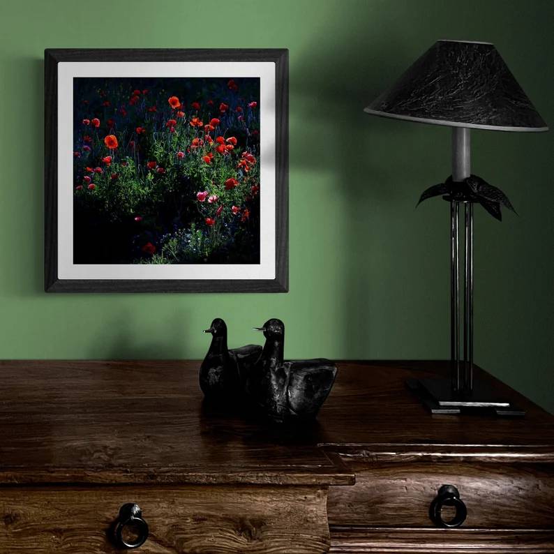 Bouquet of the Forest: Poppy Dark Floral Art Print - Image 2